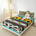 thumbnail image 4 of Manfei Retro Rustic Aztec Full Size Sheets,Farm Cattle Hide Bed Sheets,Rustic Flower Floral Sheet Sets For Boys Kids,Breathable Home Decor,4-Piece, 4 of 7