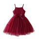 thumbnail image 1 of Vestido de Fiesta de las Niñas Color Sólido Suspender Malla Superposición con Cinturón Casual Fluy A-Line para Niños Fotos de Vacaciones Primavera Verano, 1 of 9
