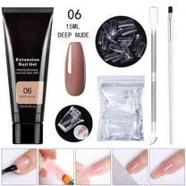Kokovifyves Nail Care Poly Extension Gel Nail Kit, Clear Builder Jelly Gel Nude Poly Nail Enhancement Trial French Kit with Mini Nail 15ml