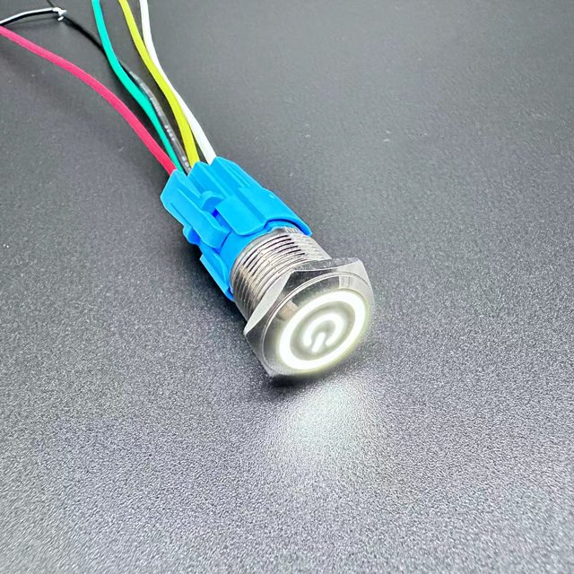 12/16/19/22MM Waterproof Metal Push Button Switch LED Light Momentary Latching Car Engine Power Switch 5V 12V 24V 220V Red Blue