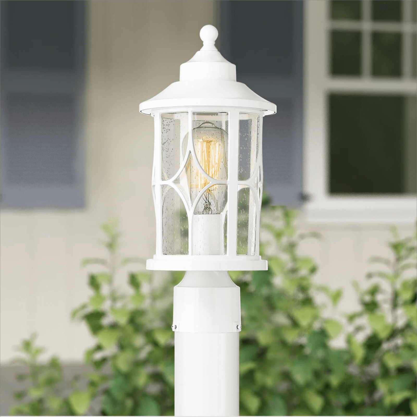 White Modern Lamp Post Outdoor Lighting Farmhouse Exterior Pole Light