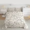 thumbnail image 2 of jejeloiu Abstract Geometric Striped Queen Comforter Set,Black Khaki Stripes Bedding Comforter Set For Girls Boys Reversible 3pcs, 2 of 8