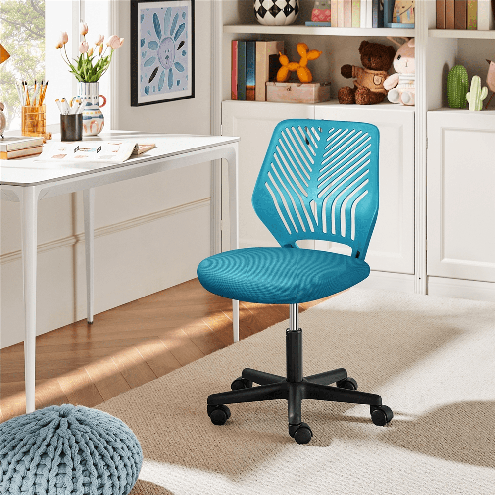 Alden Design Adjustable Armless Mid Back Office Chair, Turquoise