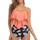 thumbnail image 3 of Traje de baño tankini con volantes tipo XL, tirantes finos, sujetador acolchado, ajustable para surfear y divertirse en la playa, 3 of 8