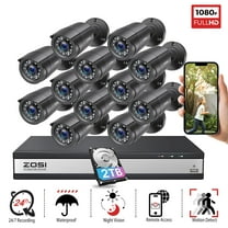 ZOSI H.265  H.265  1080p 16CH 5MP Security Camera with 2TB Hard Drive, 12 Count