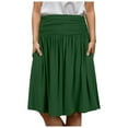 thumbnail image 2 of YUHAOTIN Skirts for Women Knee Length for Work Simlu Skirts Regular and Plus Size Skirt with Pockets Below the Knee Length Ruched Flowy Midi Skirt Work Skirts for Women Office, 2 of 7