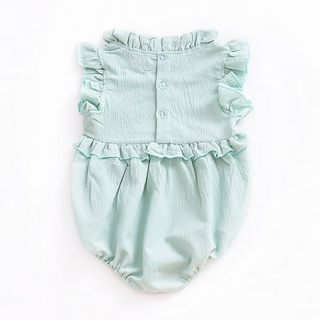 

Newborn Toddler Girls Siamese climb clothes Infants Baby Cotton Solid Sleeveless Cimb Clothes Fashion Green