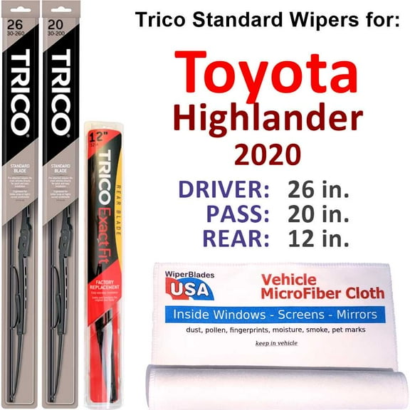 2020 Toyota Highlander Wiper Blades (Set of 3) w/Rear Wiper
