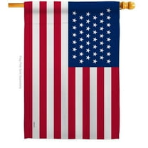28 x 40 in. United State 1890-1891 American Old Glory House Flag with Double-Sided Decorative Banner Garden Yard Gift