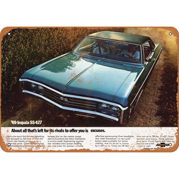 1969 Chevy Impala Ss 427 Metal Sign 7x10 Inch Vintage Look Walmart Com Walmart Com