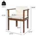 thumbnail image 3 of Set of 4 Outdoor Dining Chairs with Curved Acacia Wood Arms and Cream Cushions, 3 of 10