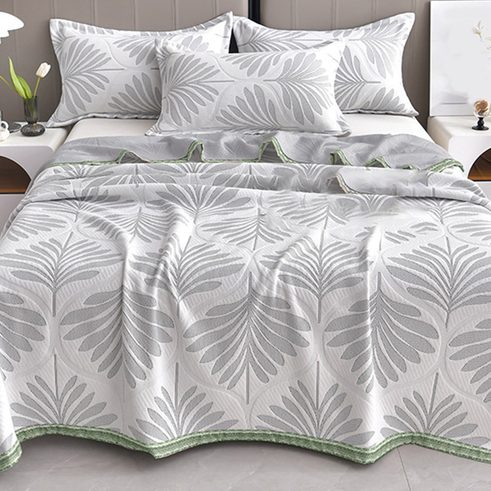 Taicans Stone-Washed Bedspreads Ultra-Soft Microfiber Modern Style Quilted Flower Pattern Bedspread Quit,Summer Quilt Lightweight Microfiber Bedspread Queen Size 43"x59" Gray