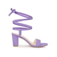 thumbnail image 3 of BLISSFUL STEP Sandales à Talons Hauts Blocs à Bout Ouvert à Lacets pour Femmes Violet 8,5, 3 of 7