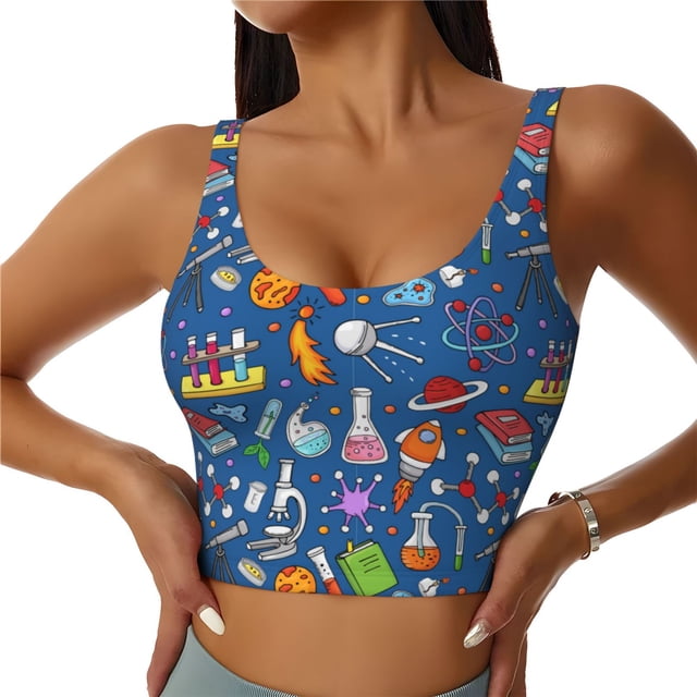 Balery Different Chemical Things Sujetadores deportivos con espalda cruzada para mujer, acolchados, sin costuras, de alto impacto, ideales para yoga, gimnasio, entrenamiento y fitness.-XX-Large