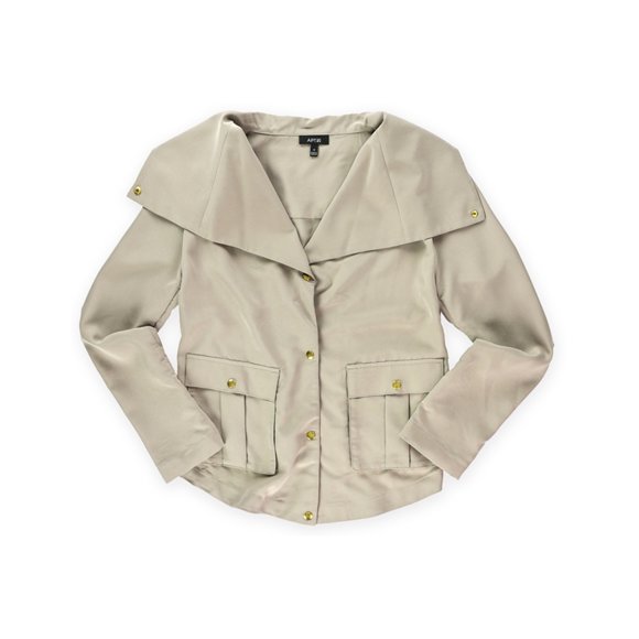 Apto. 9 Chaqueta de camisa plisada para mujer, marrón, pequeña