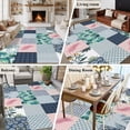 thumbnail image 6 of Botanical Patchwork 8'x10' Area Rug for Living Room Sectional Sofa, Teal Tropical Leaf Grey Plaid Washable Non Slip Large Rectangle Area Rug, 6 of 9