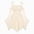 thumbnail image 3 of Women Vintage Off‑Shoulder Corset Dress Puff Long Sleeve Lace‑Up Swing Midi Dress, 3 of 3
