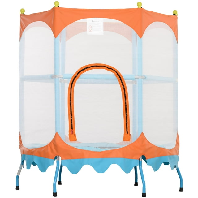Qaba Trampoline pour Enfants, Trampoline pour Tout-Petits de 4,6 Pi Intérieur Extérieur, Bleu
