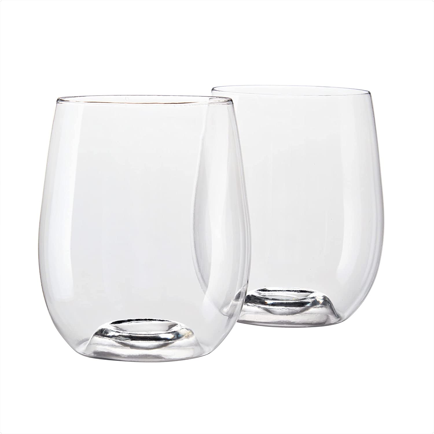 CLASSIC STEMLESS DISPOSABLE PLASTIC WINE GLASSES Reusable Wine Goblets for Upscale Wedding