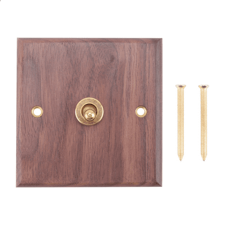 Retro American Industrial Style Light Switch Socket, Solid Wood Brass Toggle Plate, Antique Home Stay Switch(1)