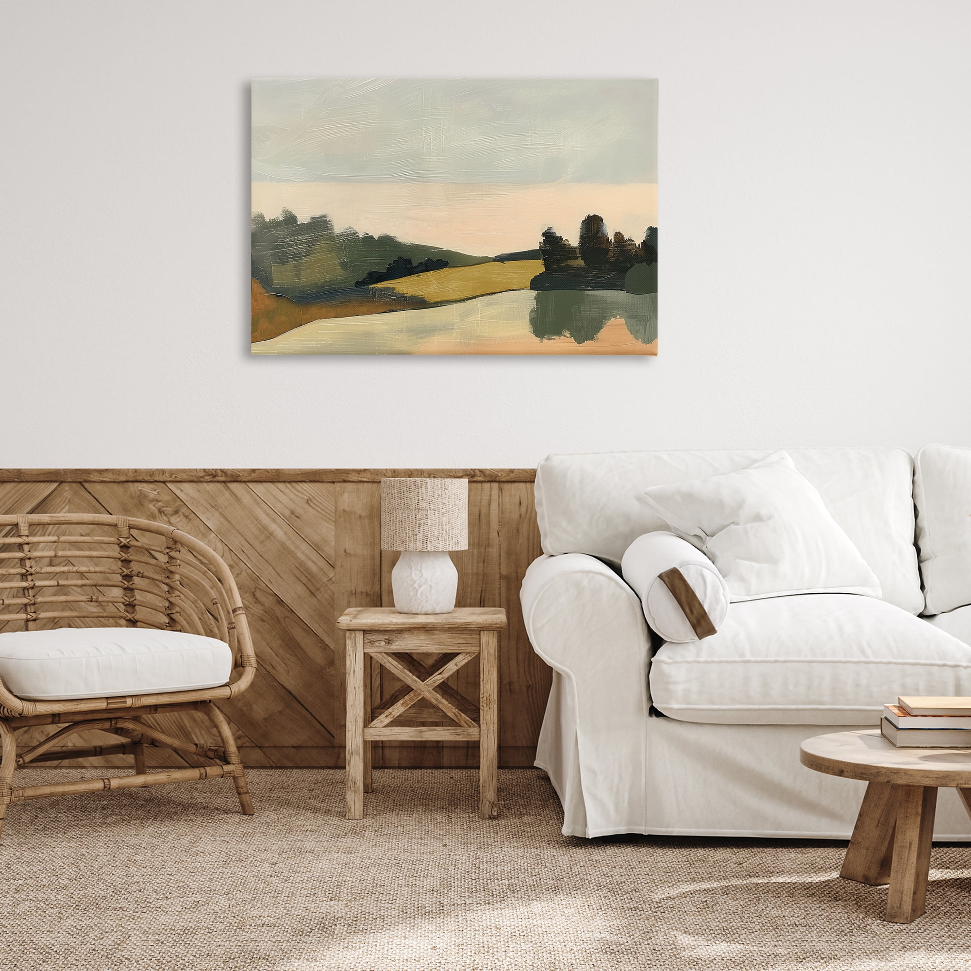 Stupell Industries Curving Green Hills Landscape & Nature Painting Wrapped Canvas Art Print Wall Art, 36 x 24