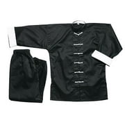 Traditional Kung Fu Uniform Black With White Trim  100% Cotton - size 1 95 lbs 49