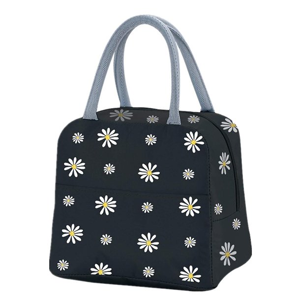 Bolsa de almuerzo aislada, bolsas de almuerzo térmicas portátiles, bolsa más fresca, caja de almuerzo con patrón de margaritas, bolsa organizadora para mujeres