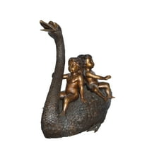 Swan Carrying Three Angels Bronze Statue Fountain - Size: 40"L x 23"W x 34"H.
