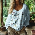 thumbnail image 2 of Women Boho Floral Shirts V Neck Long Sleeve Button Down Casual Loose Top, 2 of 4