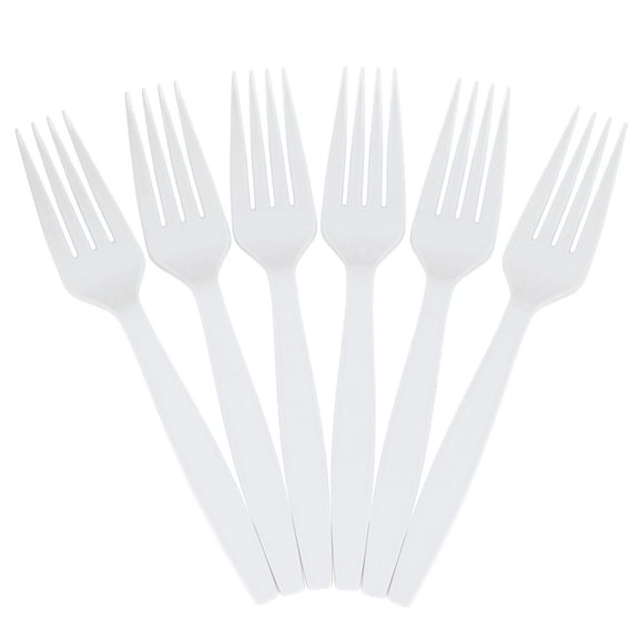 JAM Paper Plastic Forks, White, 100 Disposable Forks/Box
