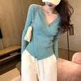 thumbnail image 5 of V Neck Women Sweaters Tops Striped Knitted Kawaii Cute Crochet Harajuku Pullover Ladies Sweater High Quality Clothes 2024 Trend, 5 of 5