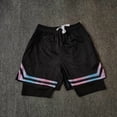 thumbnail image 3 of Daiosportswear Men'S 2-In-1 Basketball Shorts, Elastic Drawstring Waist Mesh Polyester Shorts with Gradient Trim Black 8(L), 3 of 6
