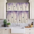 thumbnail image 4 of 3 Piece Kitchen Curtains and Valances Set Wisteria Cafe Curtains 36 Inch Length Spring Purple Flowers Butterflies Vintage Beige Valance & Tier Curtain for Living Room Bedroom Window 54"x18"+27"x36"*2, 4 of 6