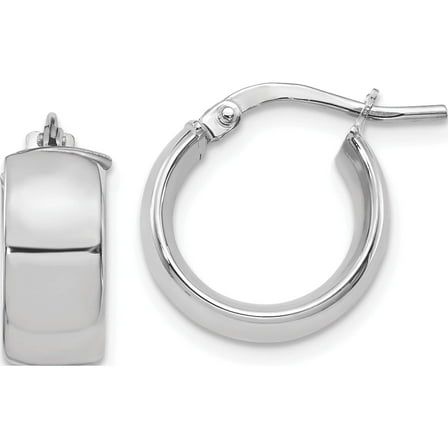14k White Gold 6mm High Polished Huggie Earrings