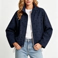 thumbnail image 7 of WIZUTIZ Women's Polka Dot Zip Up Jacket Lapel Collar Drawstring Hem Casual Lightweight Coat Spring Fall Outerwear with Pockets, 7 of 7