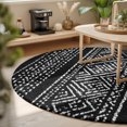 thumbnail image 3 of Round Rugs 4Ft, Boho Ethnic Round Area Rug Washable Indoor Throw Carpet, Black Tribal Abstract Motif Texture Soft Non Slip Circle Rug for Kitchen Nursery Room Home Decor Aesthetic, 3 of 8