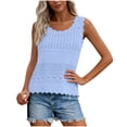 thumbnail image 5 of hoksml Women's Scalloped Trim Crochet Tank Top Sleeveless V Neck Knit Top for Summer Casual Wear, 5 of 8