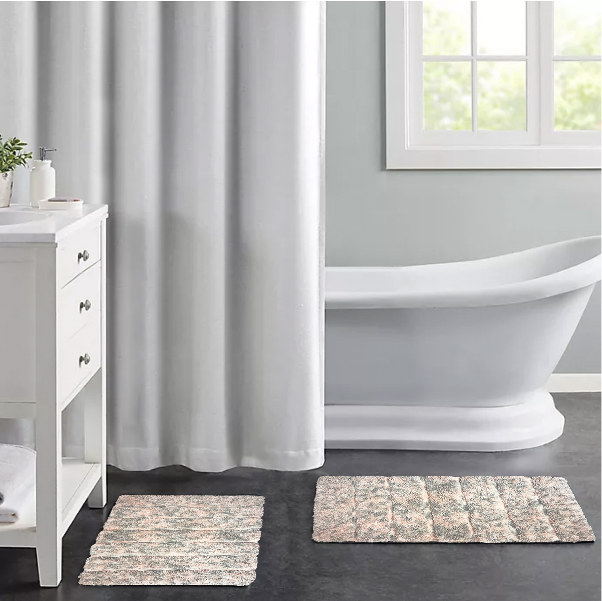 Blossom & Vine 2 Piece Space Dye Bath Rug, 17 x 24 & 20 x 30, Pink, Poly Cotton
