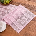 thumbnail image 4 of ZZkhGO Lace Tablecloth, Hollowed Out Rural Dining Table Decoration for Home, 11.81 x 70.87 Inch Strip Runner with Polyester Material for Tea Table, Coffee Table, Pink, 4 of 7