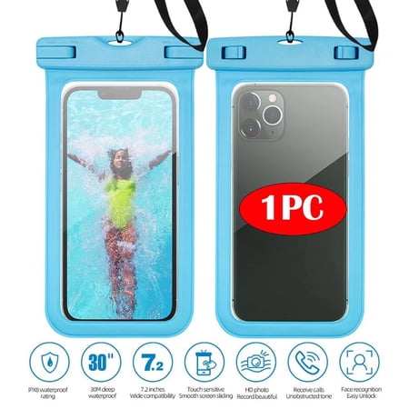 Haomacro Waterproof Phone Bag Pouch Dry Bag for Swimming, Boating, Fishing-Blue