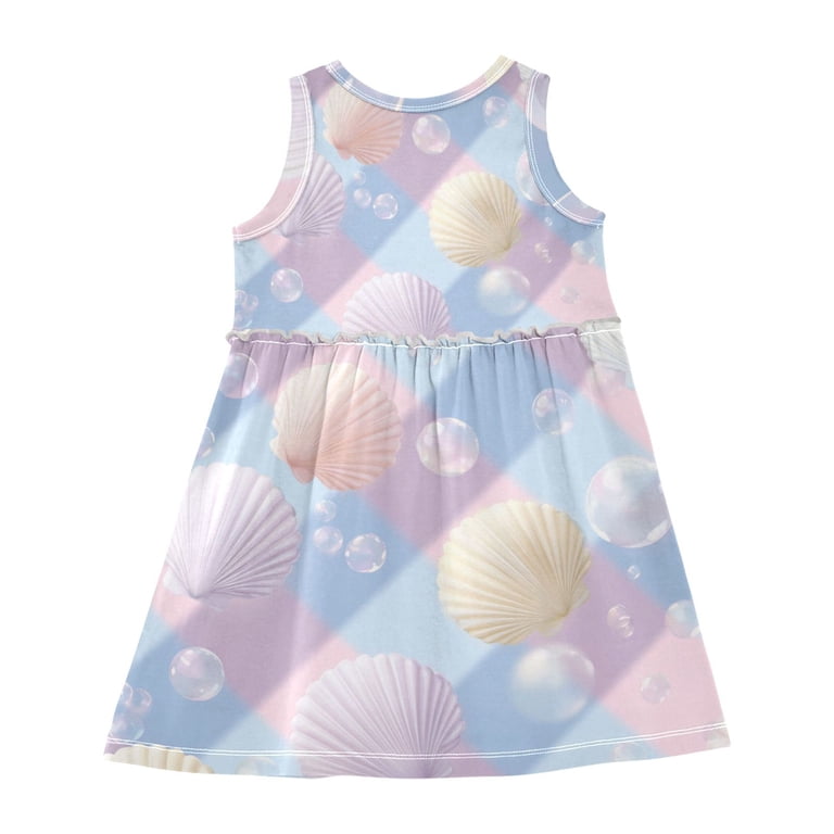Pastel Color Plaids Bubbles Shells Sleeveless Dress A-Line One-Piece Dress  Quick Dry 2T - Walmart.com