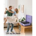 thumbnail image 3 of Tocadiscos TANLANIN, reproductor de vinilo Bluetooth, grabador USB, color morado, 3 of 9