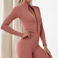 thumbnail image 6 of SEARCHI Womens Jumpsuit Long Sleeve Solid Color  Zip,  Piece Casual Workout Sets Sexy Bodycon Legging  Jogger Yoga Runing,, 6 of 6