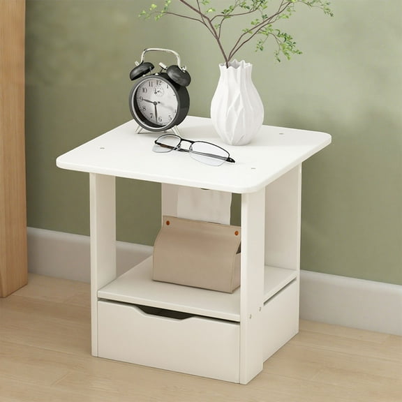 Small Nightstand With Drawers Solid Wood Bedside Table Narrow White Nightstand For Bedroom End Table Storage Shelf