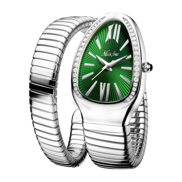 MISSFOX-relojes con forma de serpiente para mujer, reloj de pulsera de lujo, de acero, de cuarzo dorado único, femenino qym unisex