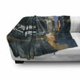 thumbnail image 3 of Futuristic Soft Flannel Fleece Blanket, Digital Paint Science Fiction Cityscape Architecture Cyberpunk Technology, Cozy Plush for Indoor and Outdoor Use, 60" x 80", Black Orange Blue, by Ambesonne, 3 of 6