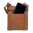thumbnail image 3 of Roma Leathers Genuine Leather Multi-Pocket Crossbody Purse Bag (Light Brown), 3 of 8