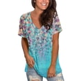 thumbnail image 1 of Blusa de manga corta con cuello en V informal para mujer a la moda, camisetas de verano Pompotops  hkajfhjk463547, 1 of 5