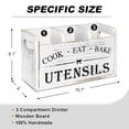 thumbnail image 4 of Wood Kitchen Utensil Caddy with 3 Compartments, Rustic Farmhouse Style, Ideal for Storage and Organization, White, 4 of 7
