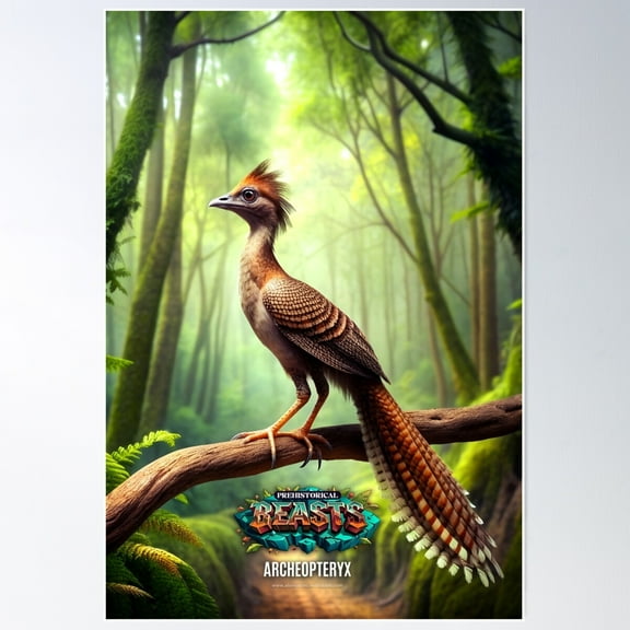 Archeopteryx 01 - Dinosaurs Prehistoric Beasts Poster Wall Art, Modern Wall Decor For Living Room Bedroom, 8x12 UNFRAMED